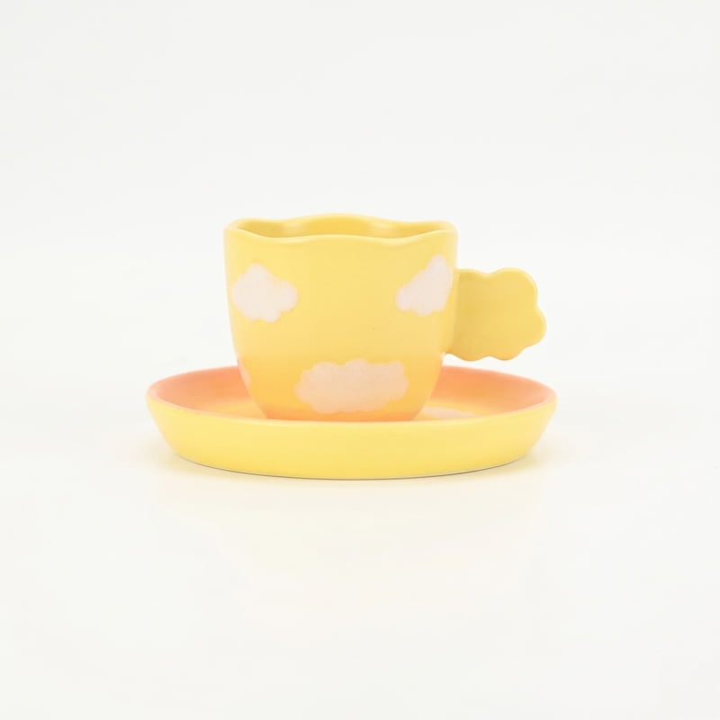 Cloud Shaped Ceramic Cup and Saucer Set