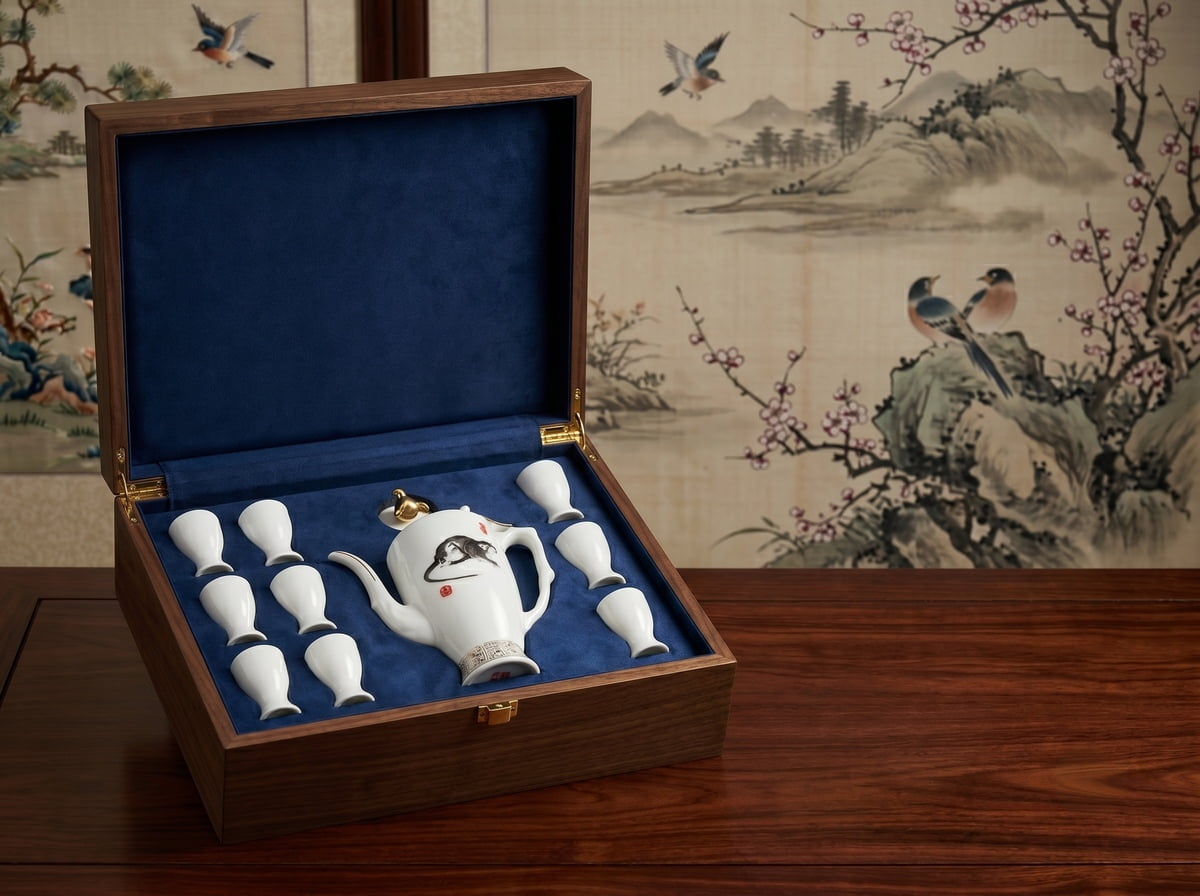 Singing Bird Sake Set displayed as a diplomatic state gift